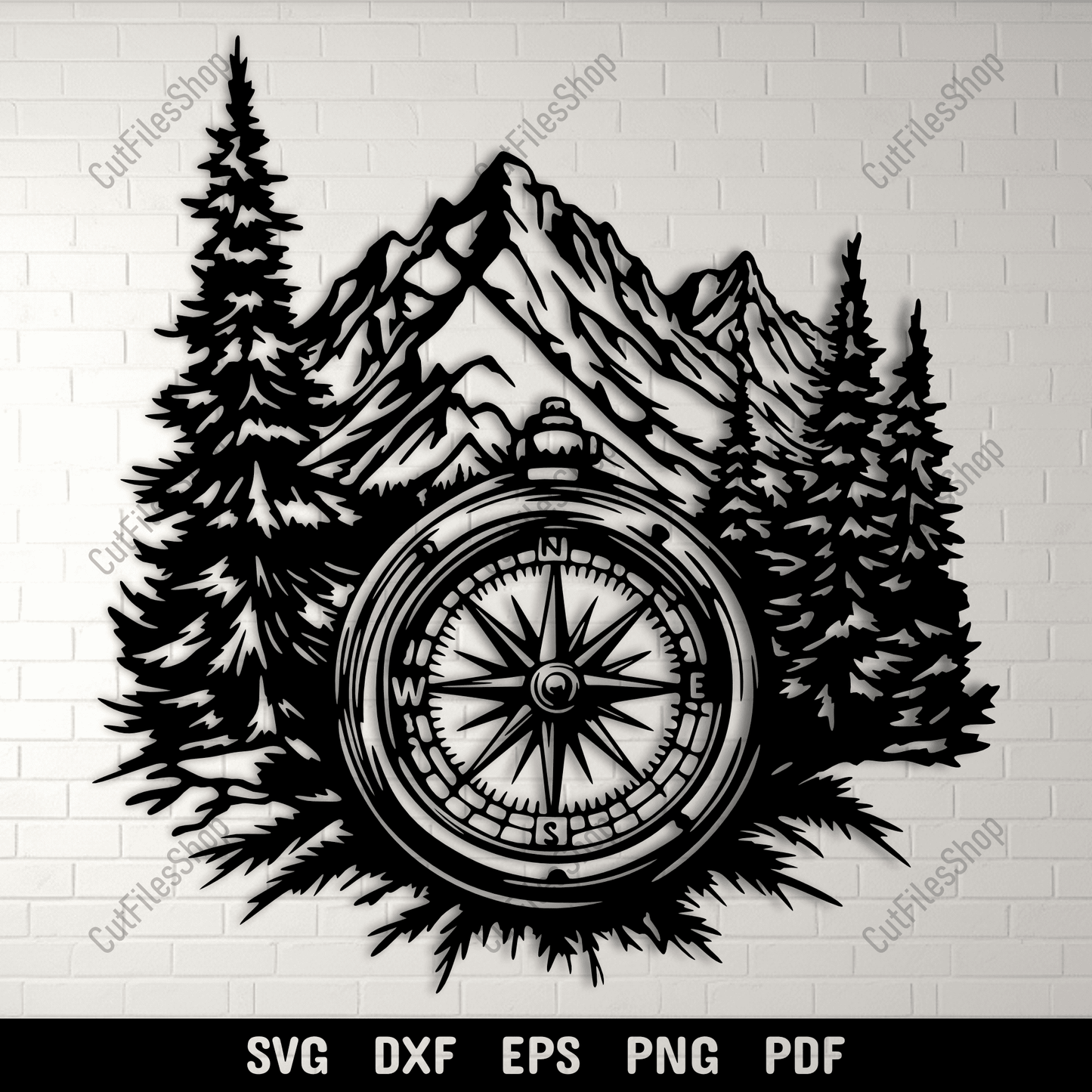 Mountain compass SVG cut file design