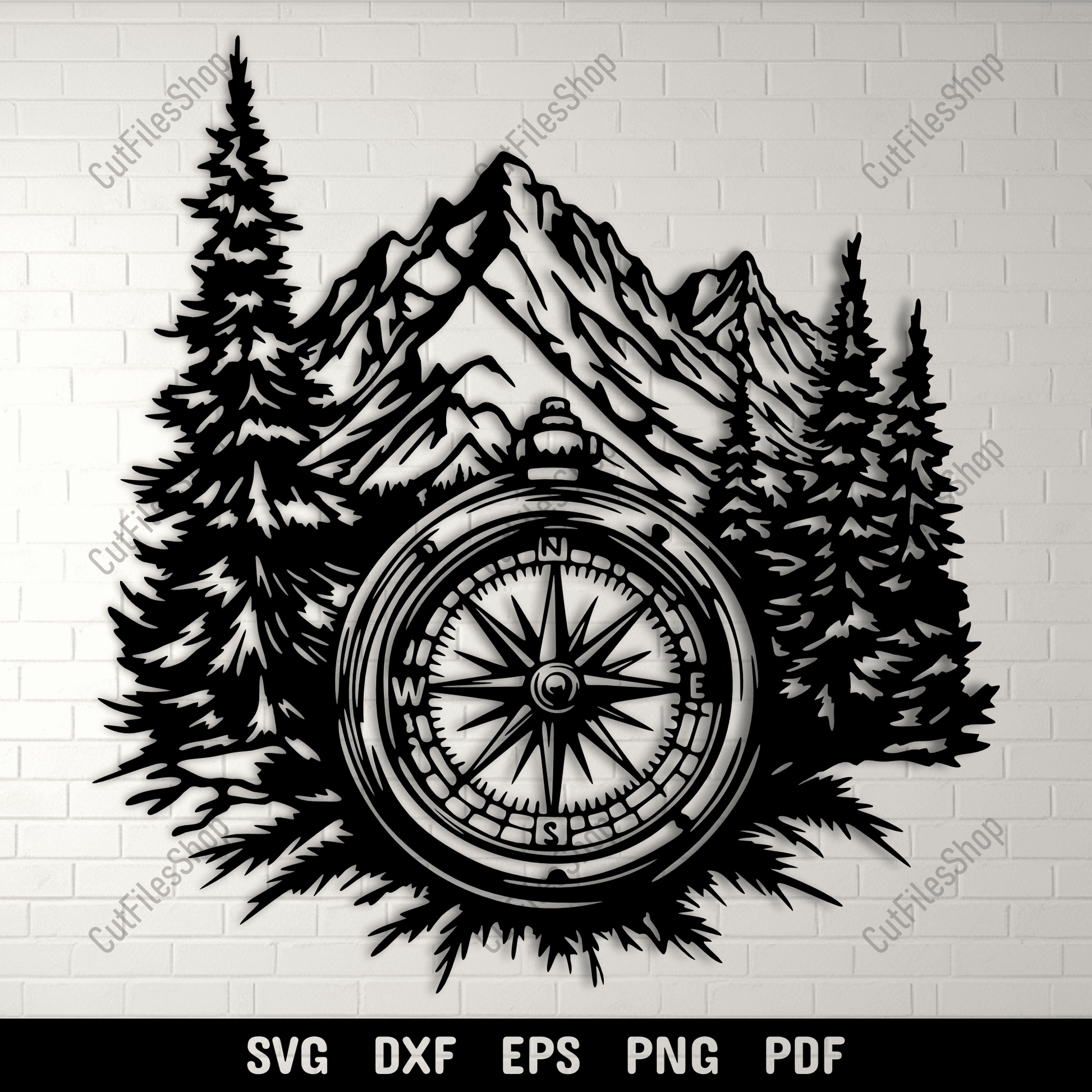 Mountain compass SVG cut file design
