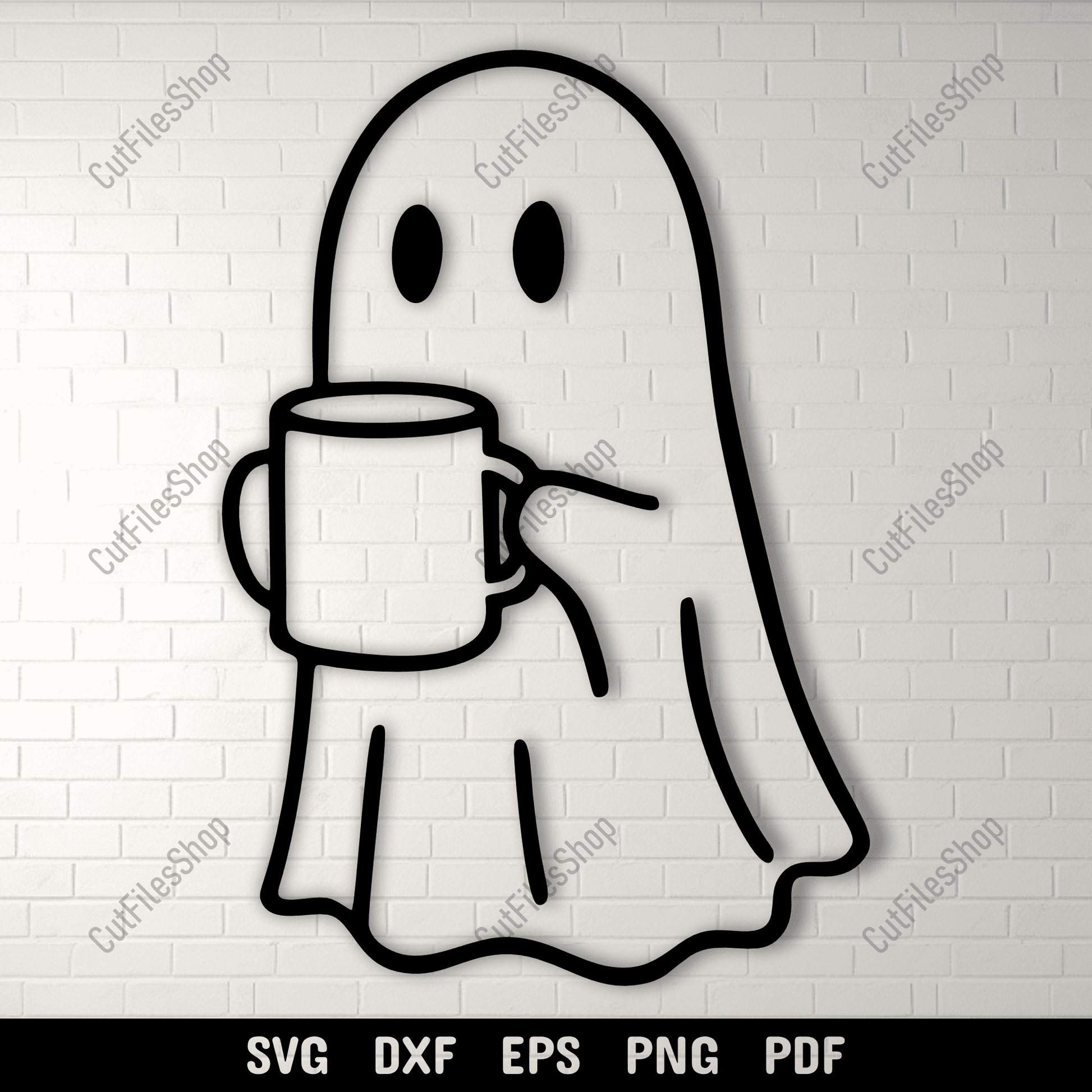 Cozy ghost with coffee SVG cutting file for Cricut and Silhouette