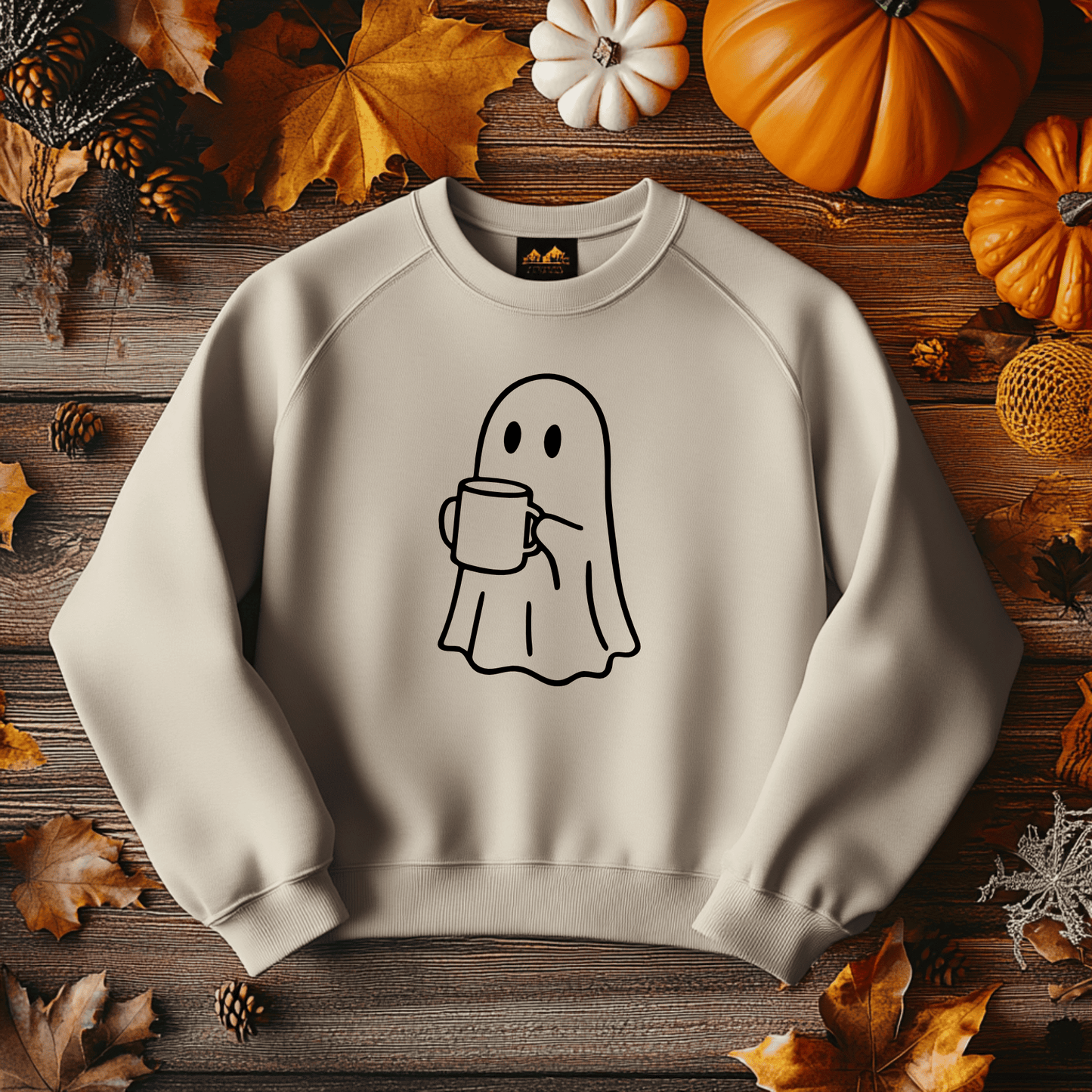 Ghost coffee vector EPS for autumn and Halloween crafts