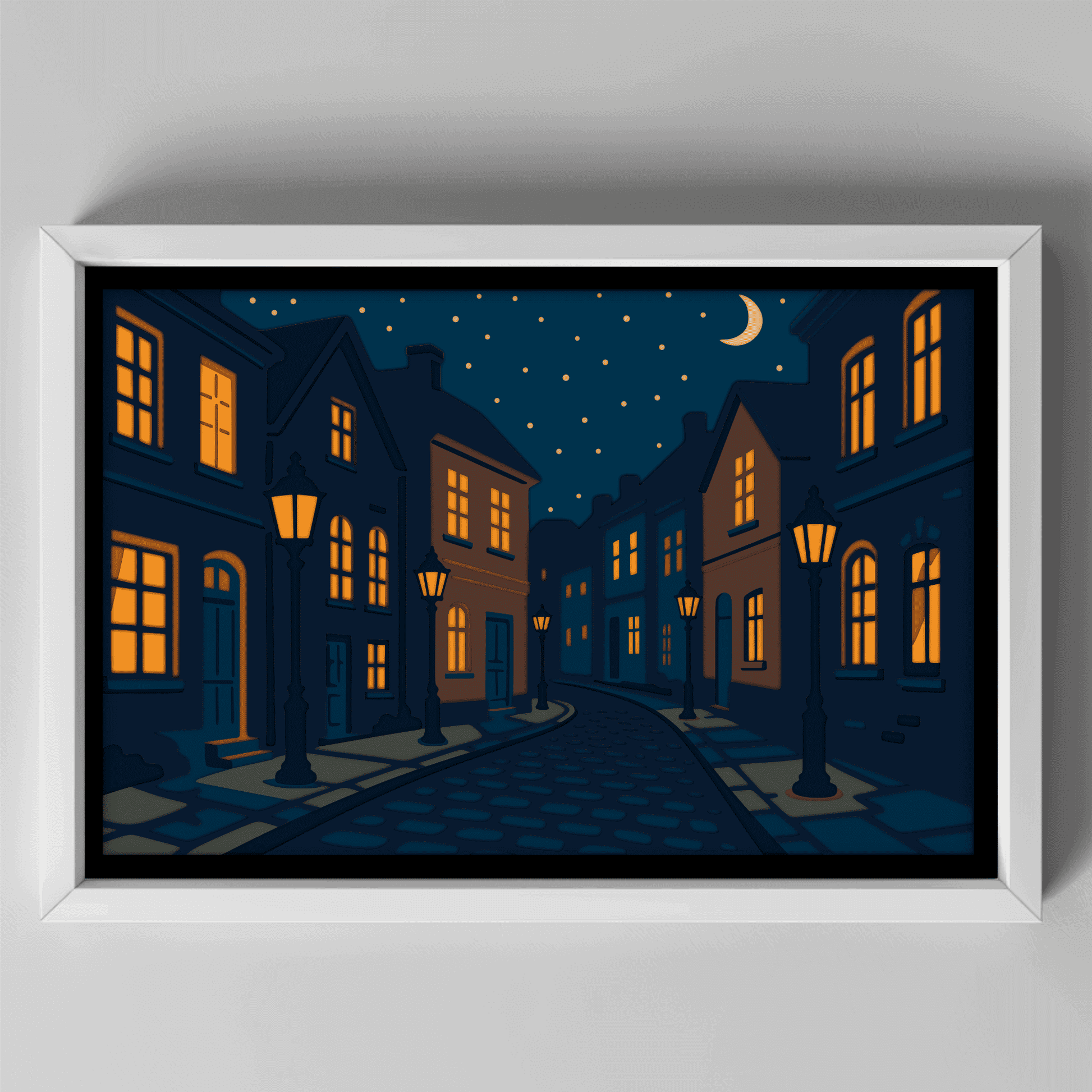 3D shadow box night city multilayer template