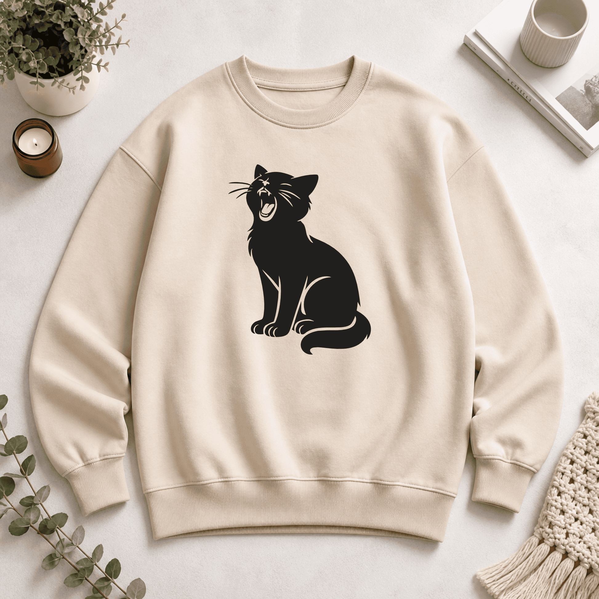 Funny cat silhouette DXF cutting file