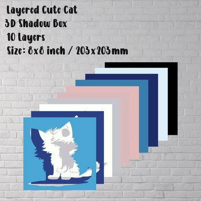 DIY Cat 3D Shadow Box Template, Layered SVG for Cricut, DXF for Silhouette, Papercut Home Decor Craft, Unique Gift Idea