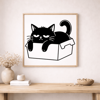 Cat in box SVG design for stickers