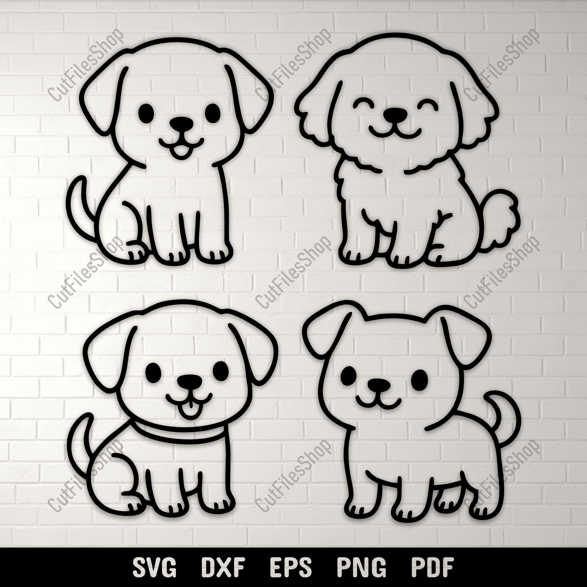 cute puppy svg set dog line art