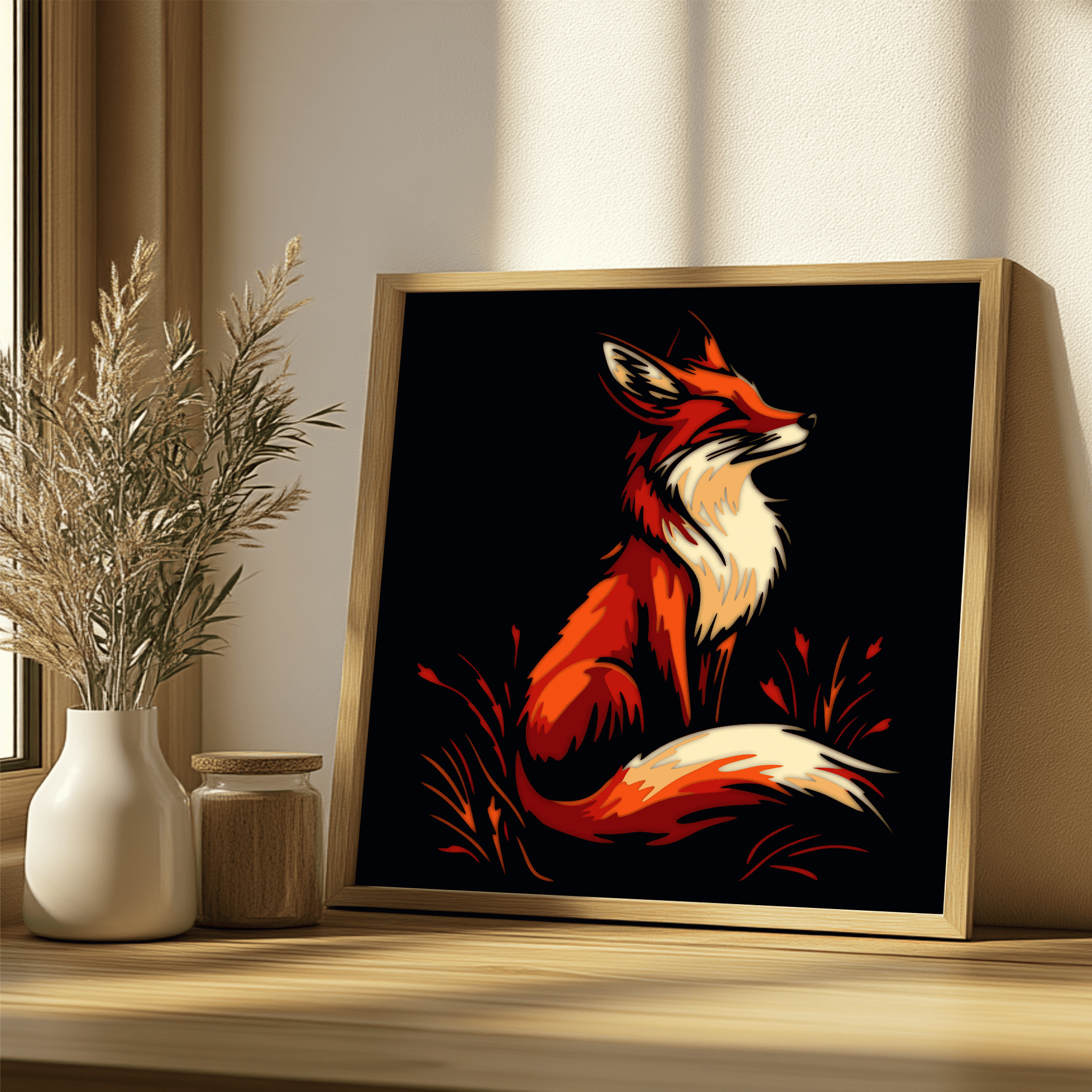 3D shadow box fox multilayer wildlife template