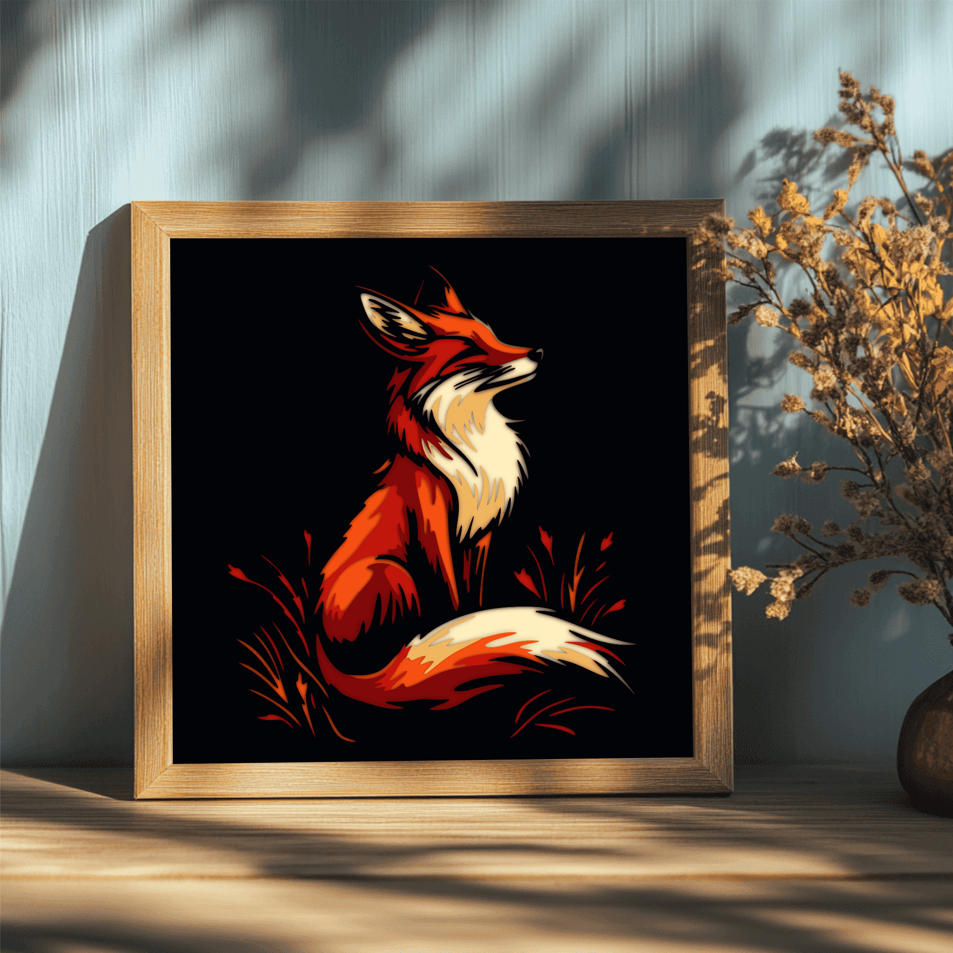 Fox silhouette layered SVG DXF EPS PDF file
