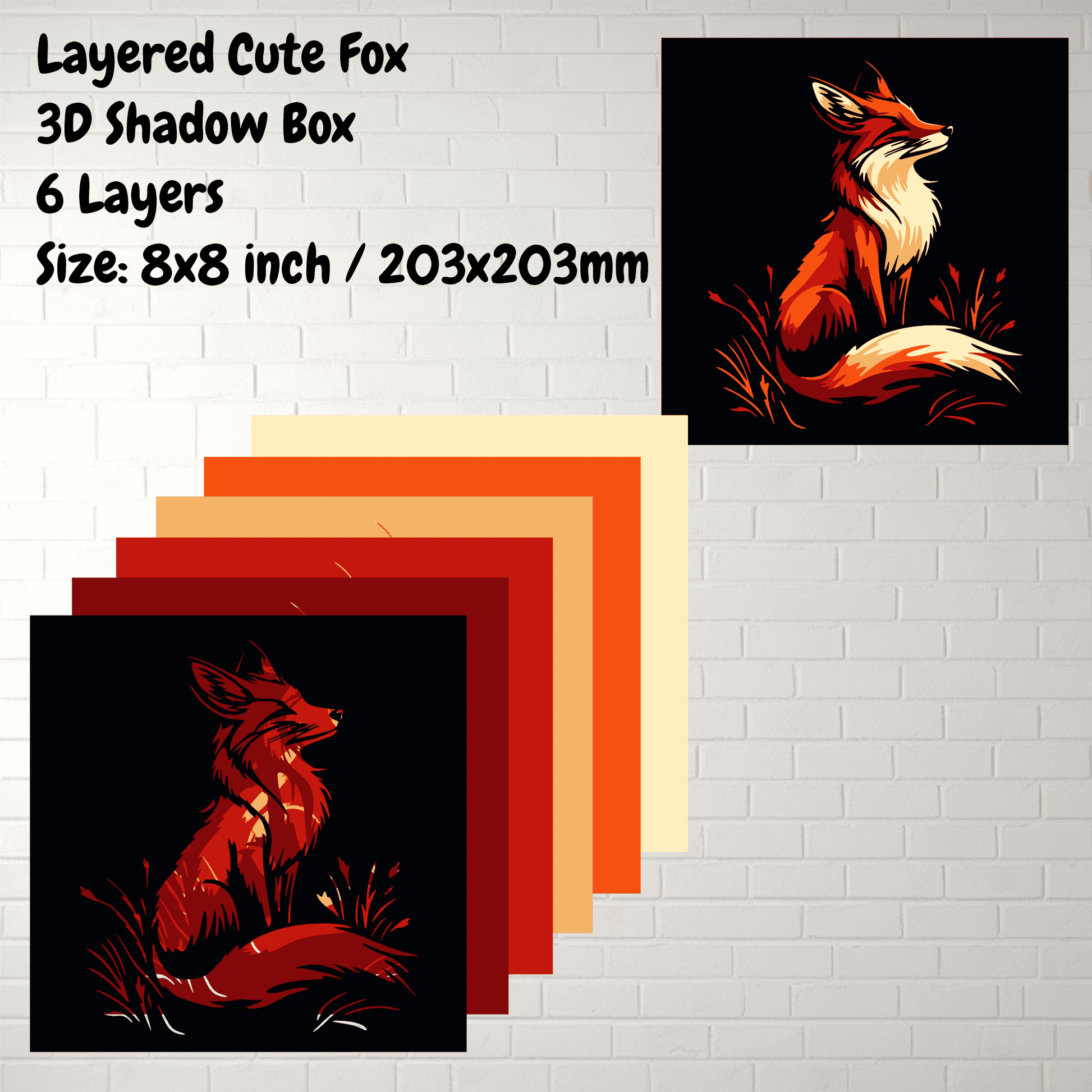 Multilayer fox design for Cricut and Glowforge