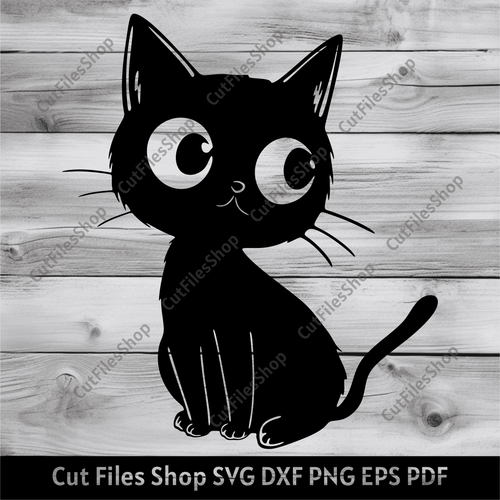Cute Cat Svg for Cricut, T-shirt Design, Dxf for Silhouette, Cutting files, Paper cut Art, Laser cut dxf, svg for crciut design space, png for canva, eps for adobe illustrator, svg for sublimation, png for dtf, eps for dtf design, cute animals svg
