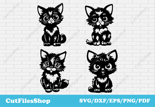 Cute cats svg, fantasy svg, cats svg for cricut joy, cats for silhouette studio, cats for t shirt design, cats for web design, cats cut files, cutting files, cats dxf for laser cut, cats stickers svg, cute cats metal decor dxf