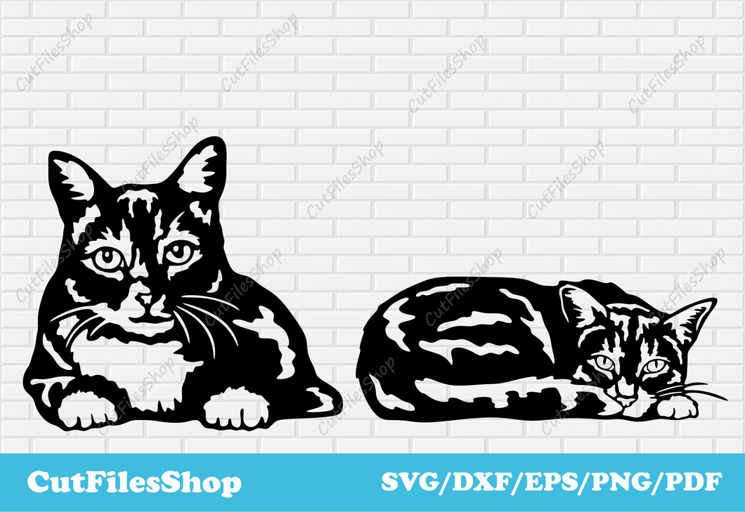 Cute Cats svg for cricut, pets portrait dxf, cats dxf for laser, plasma cut files animals, svg shirt design, cat dxf, cats decor for plasma, cats scenes dxf, sleeping cat svg, cute cats svg, funny shirt svg, dxf for woodworking