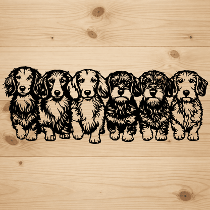 Dachshund dogs row SVG EPS for laser cutting and plasma projects