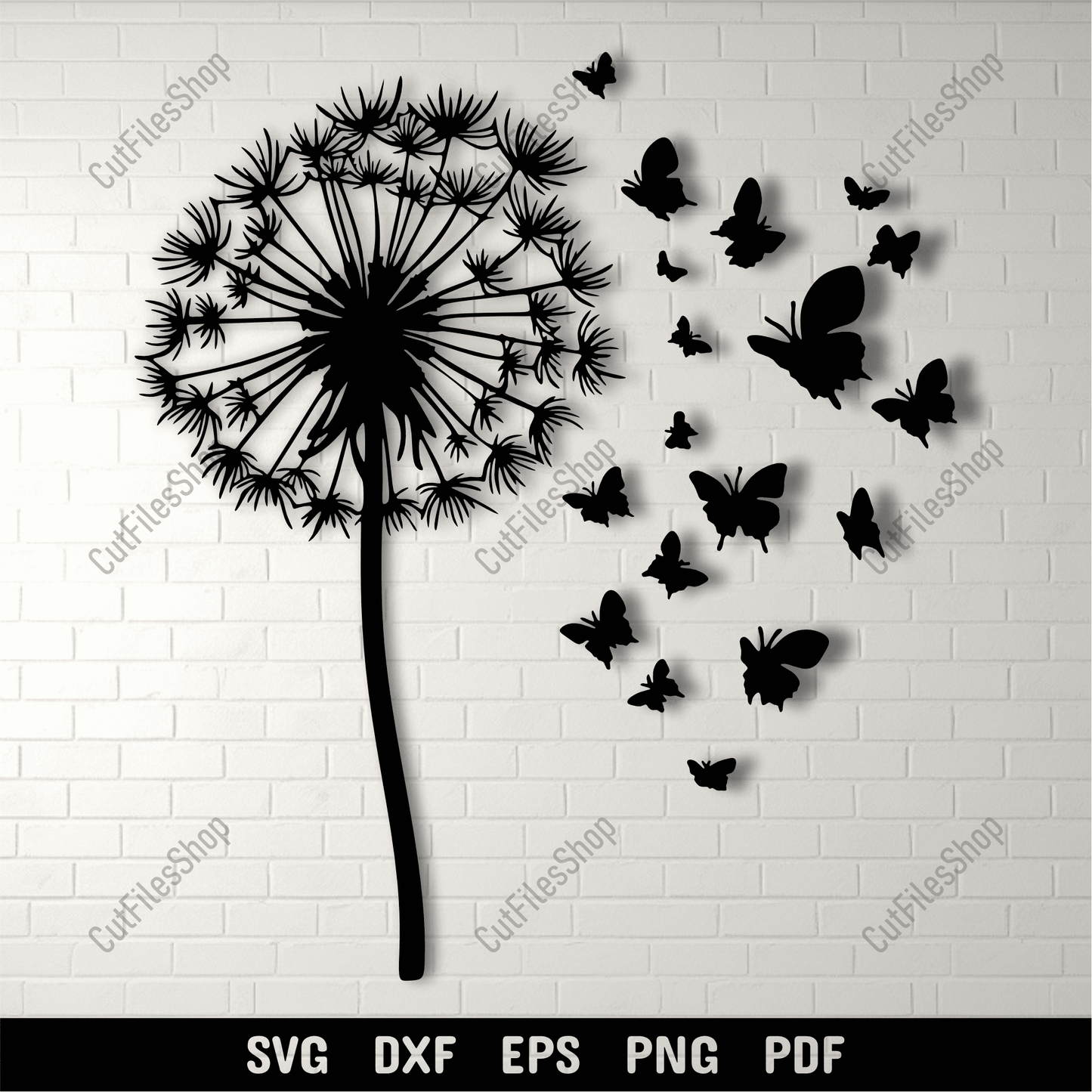 Dandelion with butterflies SVG cut file design