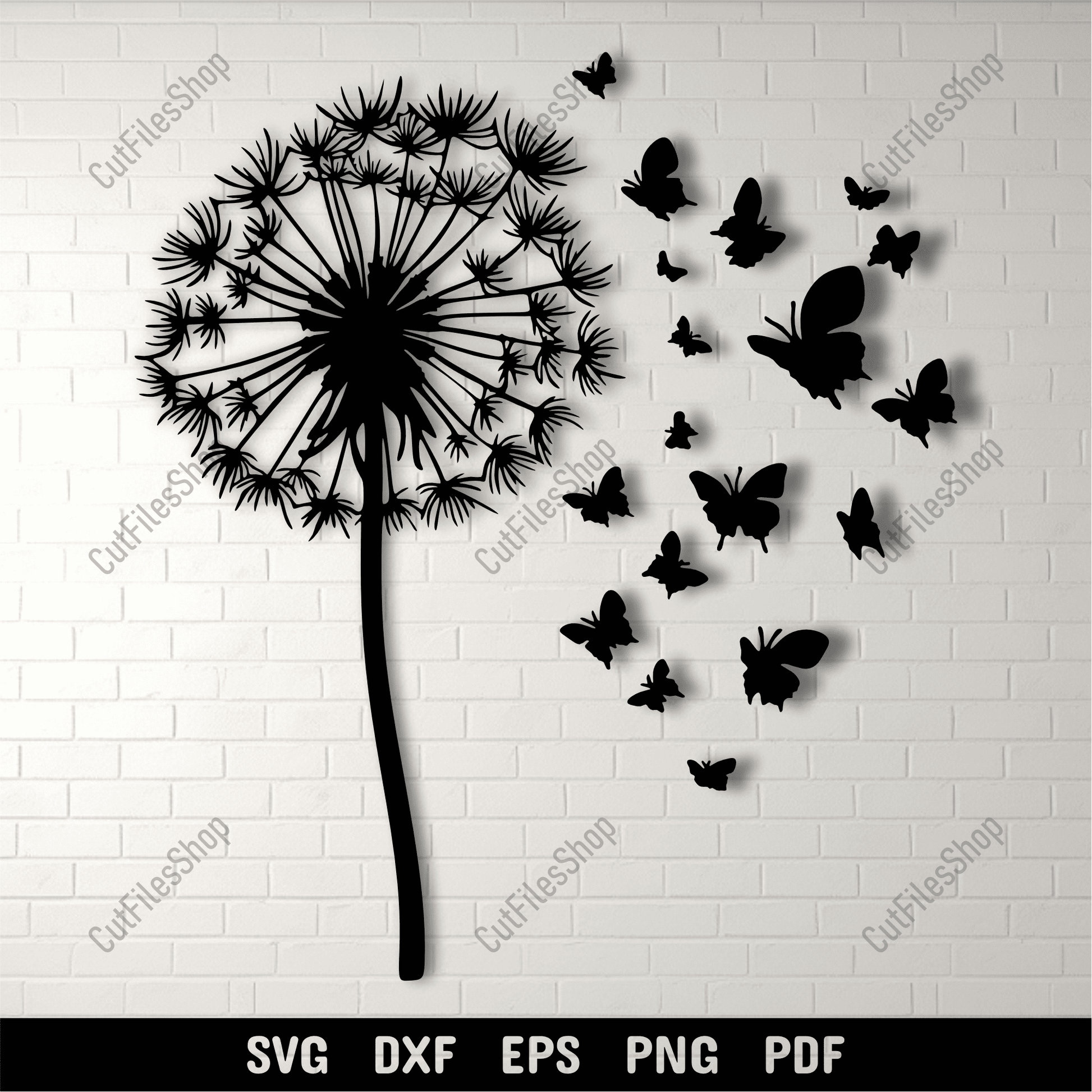 Dandelion with butterflies SVG cut file design