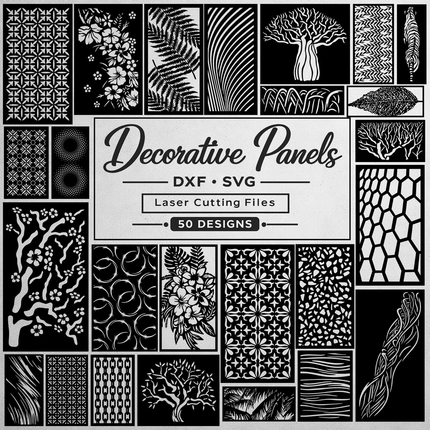50 decorative panel bundle for CNC plasma and laser cutting