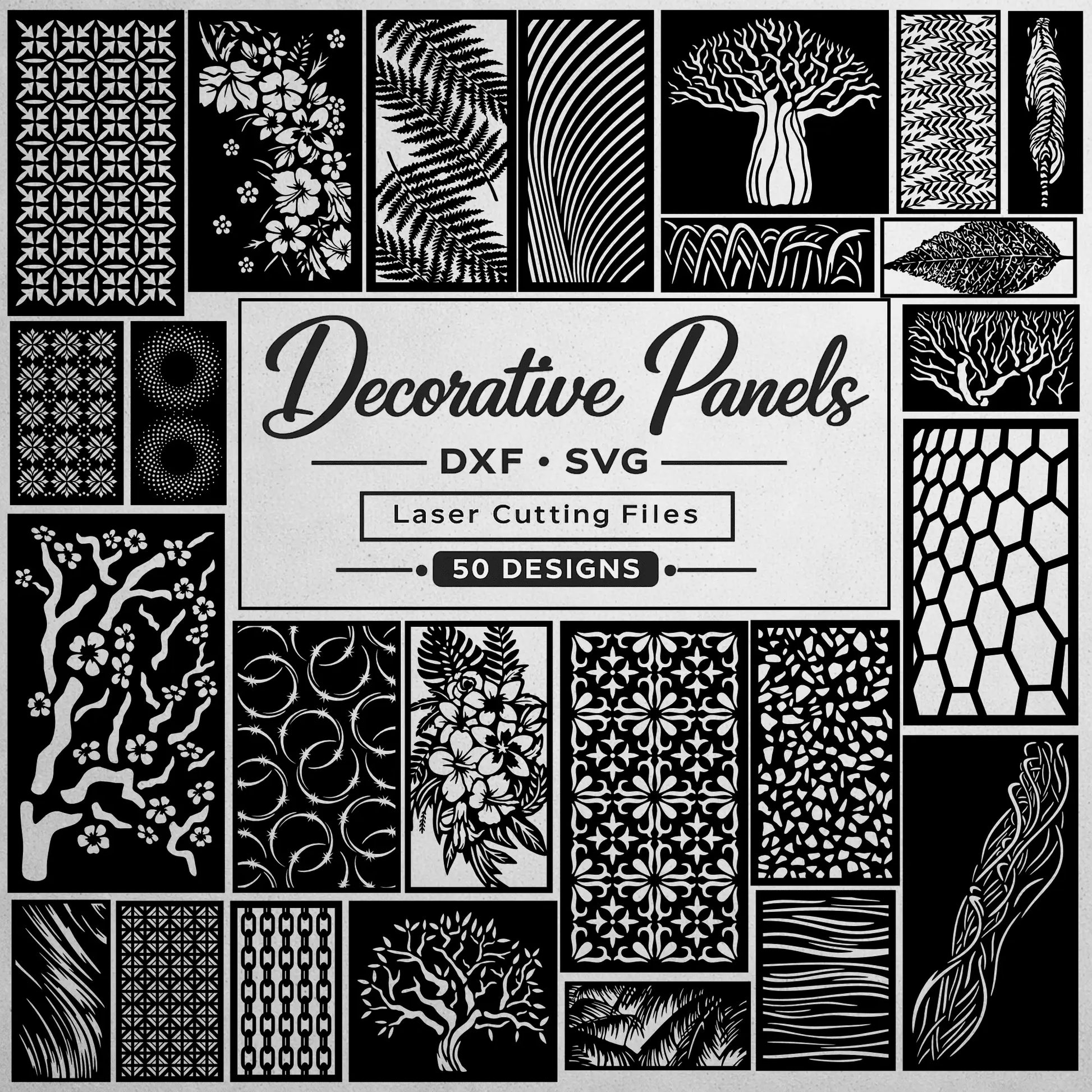 50 decorative panel bundle for CNC plasma and laser cutting