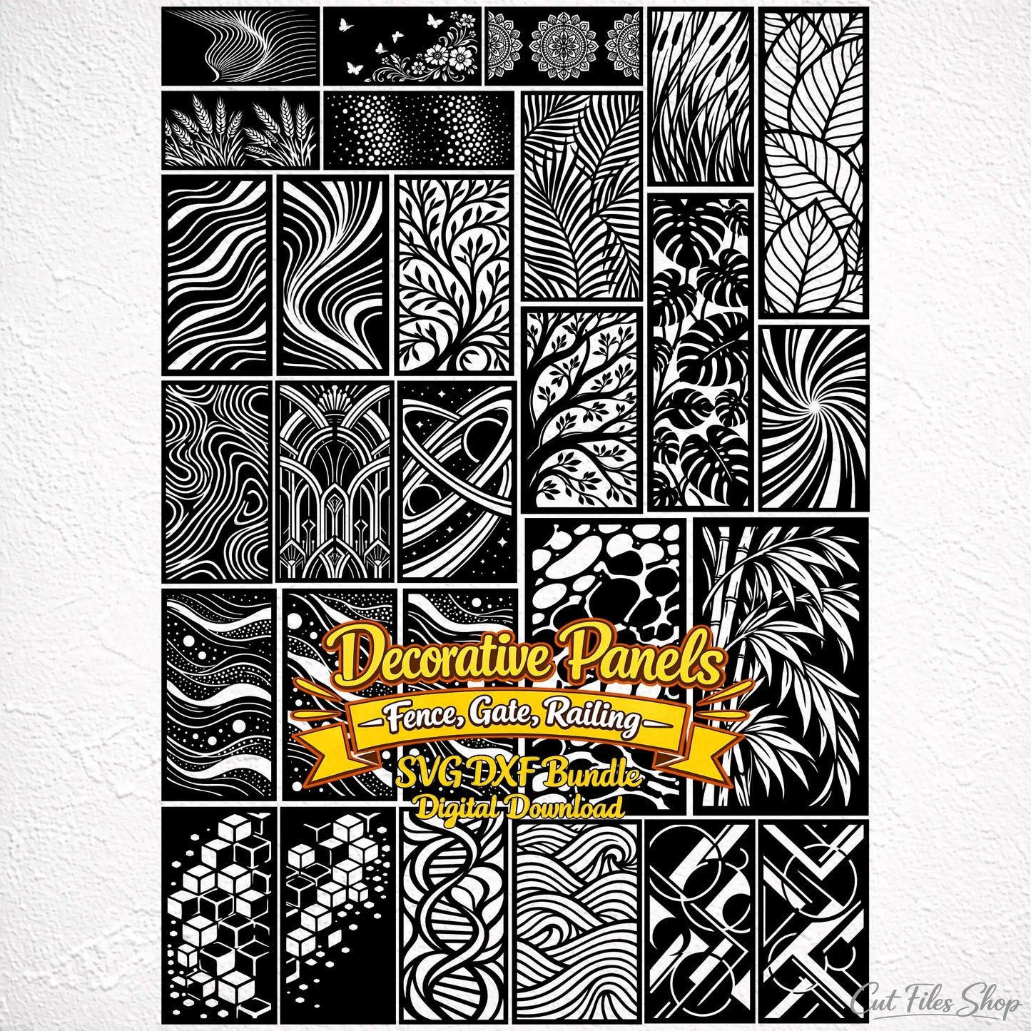 Decorative Panel SVG DXF Collection for CNC Plasma Laser Cutting Fence Gate Railing Privacy Screen Designs Digital Download