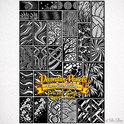Decorative Panel SVG DXF Collection for CNC Plasma Laser Cutting Fence Gate Railing Privacy Screen Designs Digital Download