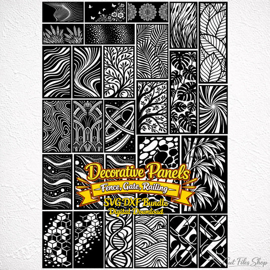 Decorative Panel SVG DXF Collection for CNC Plasma Laser Cutting Fence Gate Railing Privacy Screen Designs Digital Download