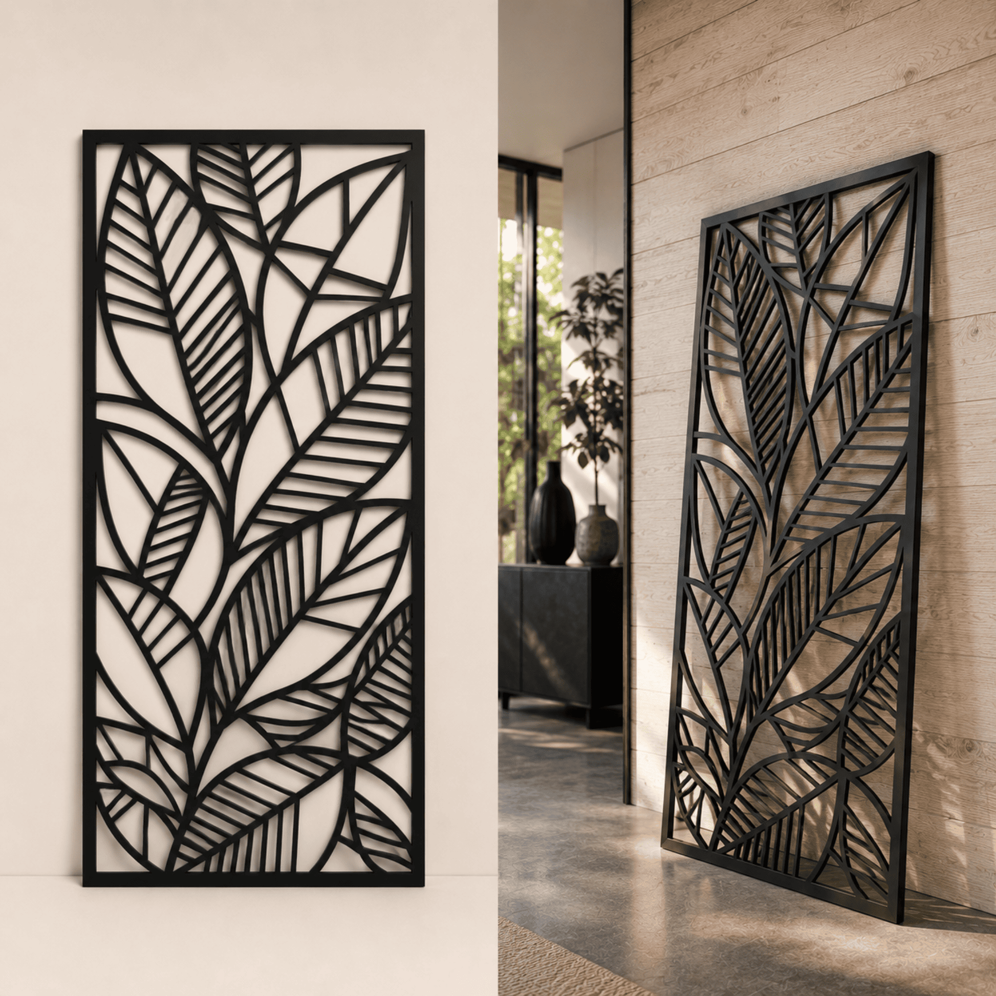 Tropical leaf panel DXF design for CNC router projects