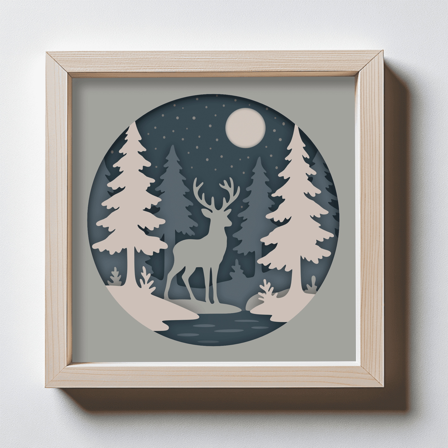 7 layer deer multilayer forest design SVG DXF EPS PDF