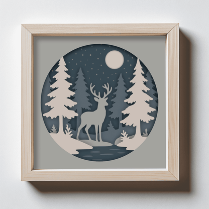 7 layer deer multilayer forest design SVG DXF EPS PDF