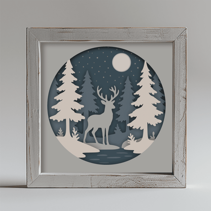 Moonlight deer layered paper cut for Cricut