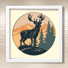 Load image into Gallery viewer, 3d shadow box templates, 3d deer svg, 3d light box, cutting files, 3d nature paper art, 3d paper cut, dxf for silhouette, svg for cricut, cut files shop
