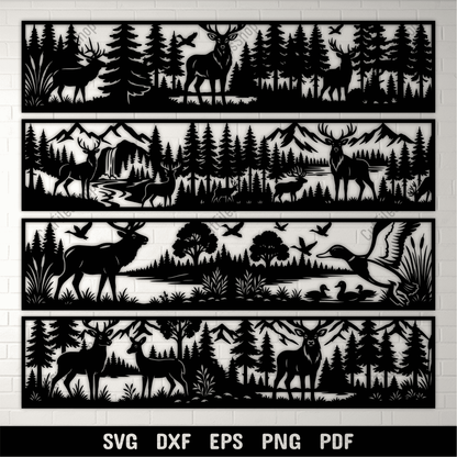 Wildlife forest scene SVG DXF PNG for CNC laser