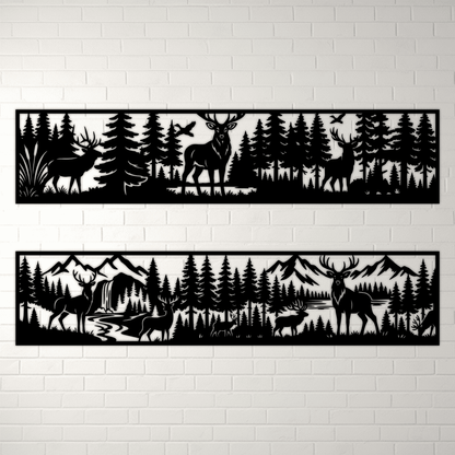 Wildlife scene wall art CNC cut file