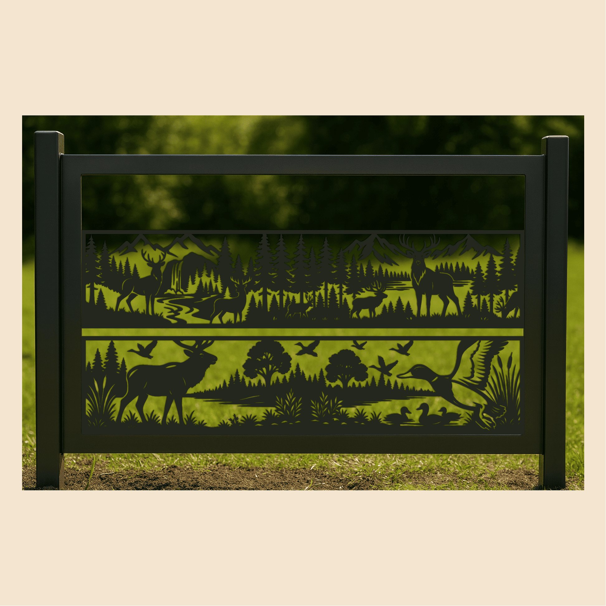 Detailed mountain wildlife panel designs in SVG DXF PNG PDF formats