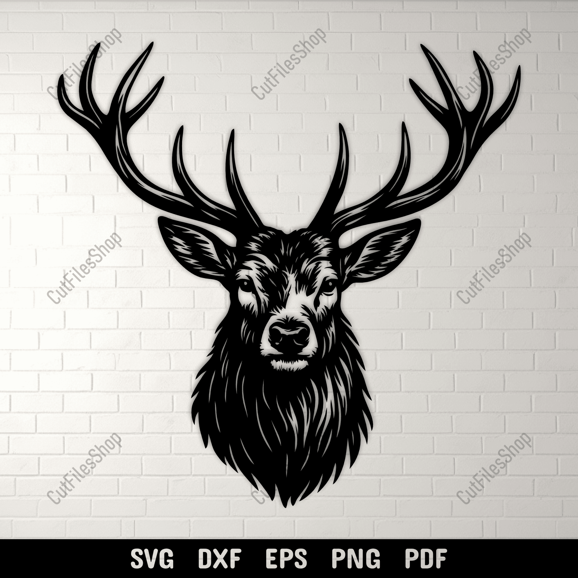 Realistic deer head SVG DXF for CNC and laser cutting
