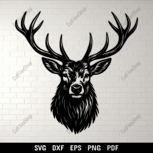 Realistic deer head SVG DXF for CNC and laser cutting
