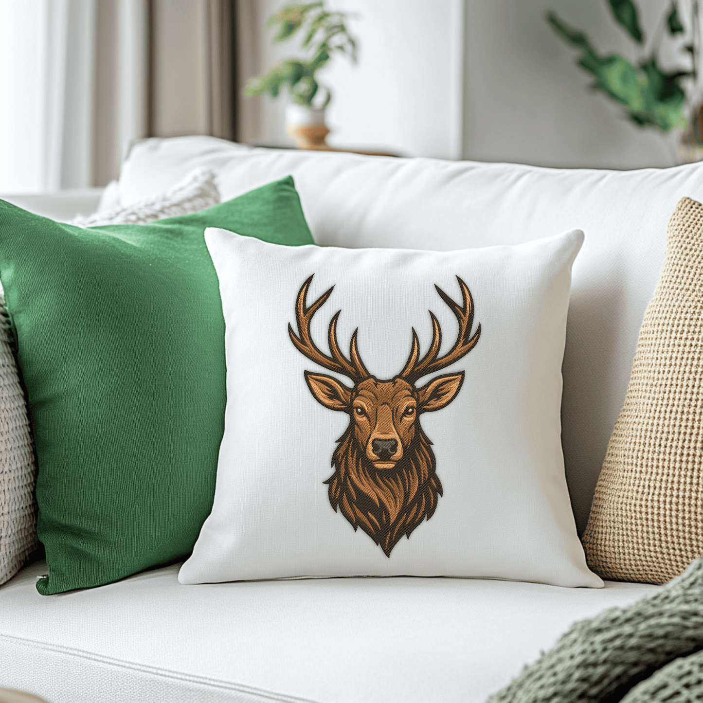 Realistic deer embroidery file preview for wildlife and nature projects