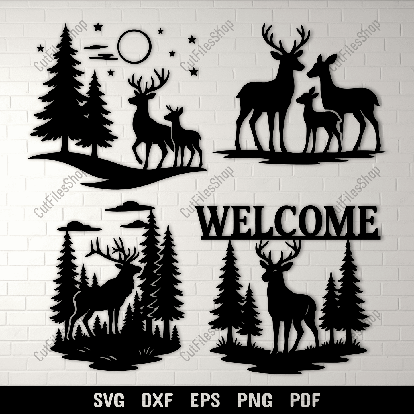 Deer forest SVG DXF EPS PNG for Cricut, laser cutting, CNC