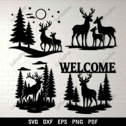 Deer forest SVG DXF EPS PNG for Cricut, laser cutting, CNC