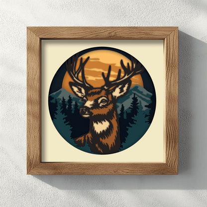 Forest mountain deer multilayer cutting files CNC
