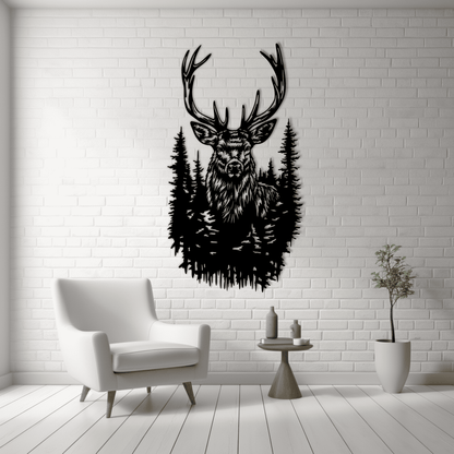 Deer in Forest CNC Design, DXF and SVG Cut Files for Vinyl, Laser, and Sublimation