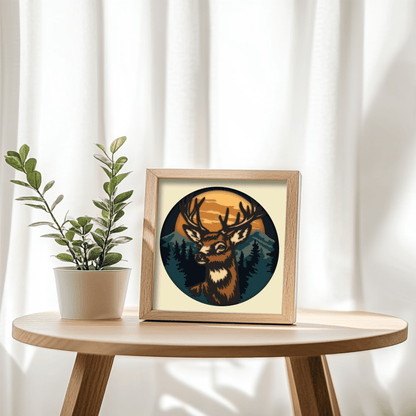 Scenic deer portrait paper cut light box design