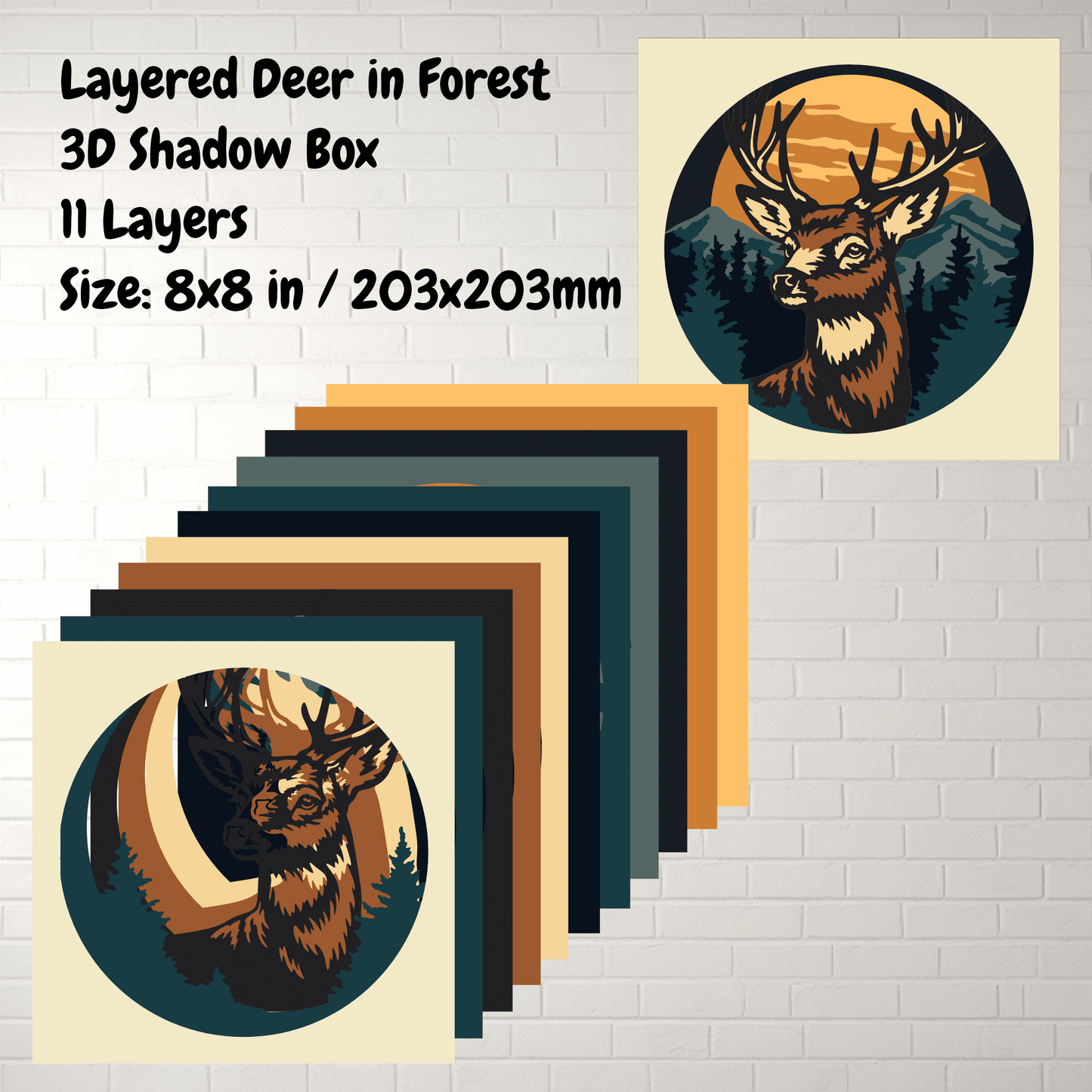 11 layer stag shadow box template for Glowforge