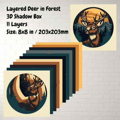 11 layer stag shadow box template for Glowforge