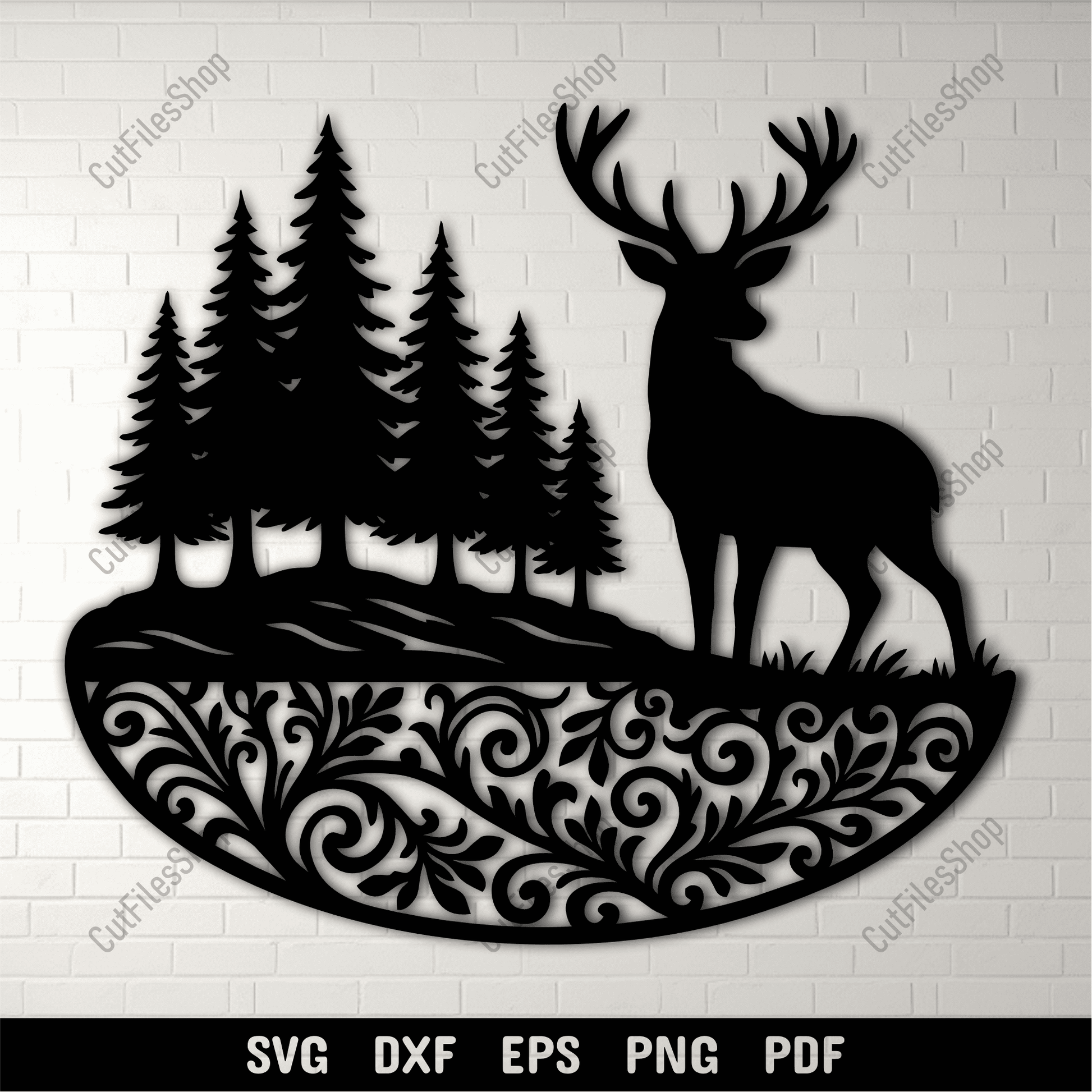 Deer ornament SVG design for laser cut
