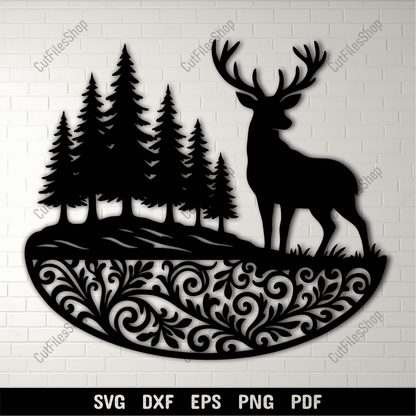 Deer ornament SVG design for laser cut
