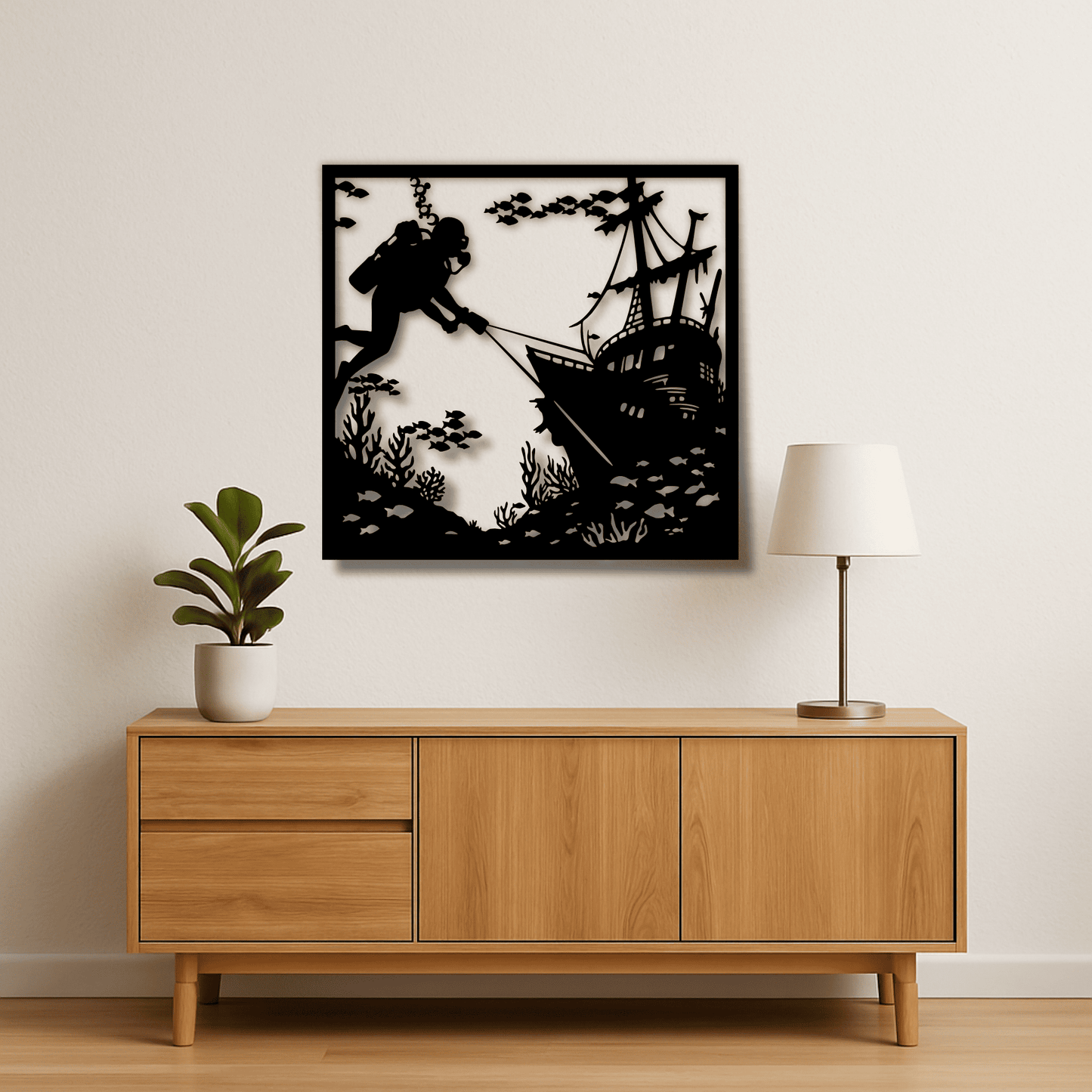 Nautical scuba diver artwork SVG EPS for Cricut, CNC and marine decor