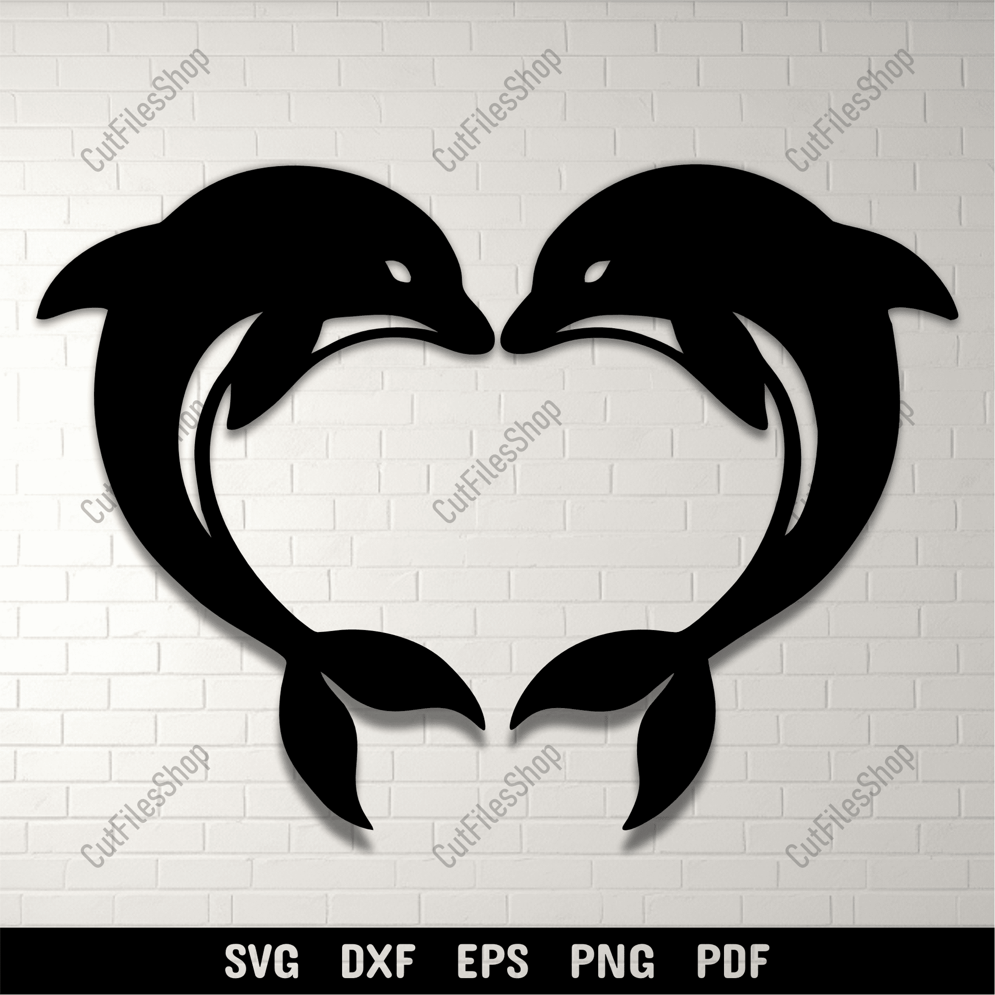 Dolphin heart metal wall decor design