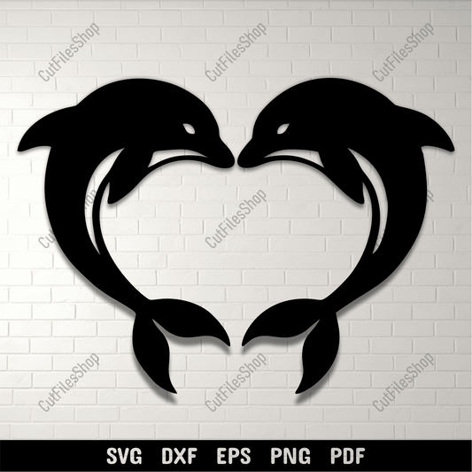 Dolphin heart metal wall decor design