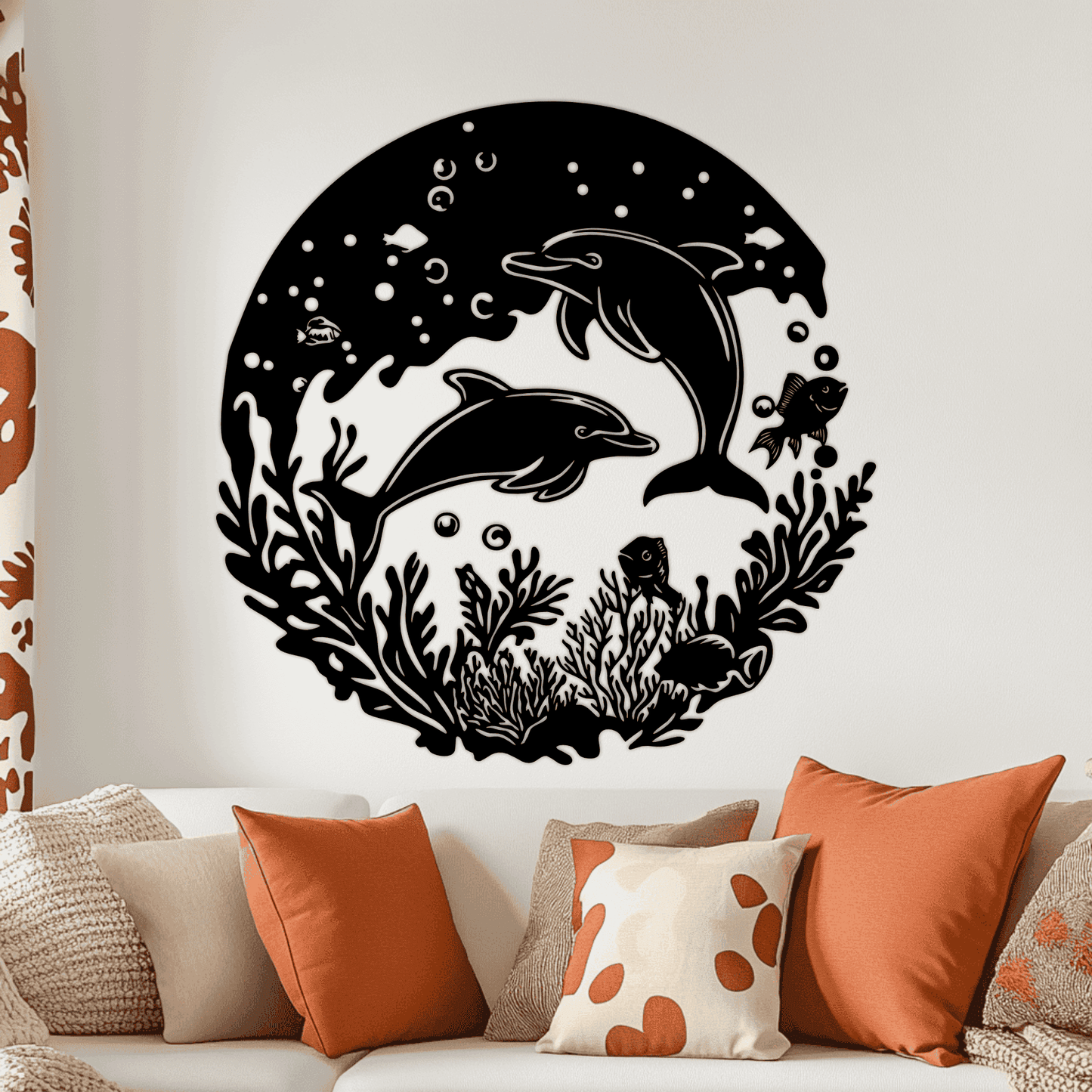 Dolphins underwater wall art design