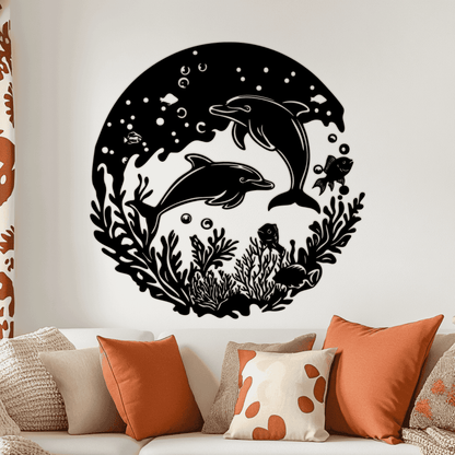 Dolphins underwater wall art design