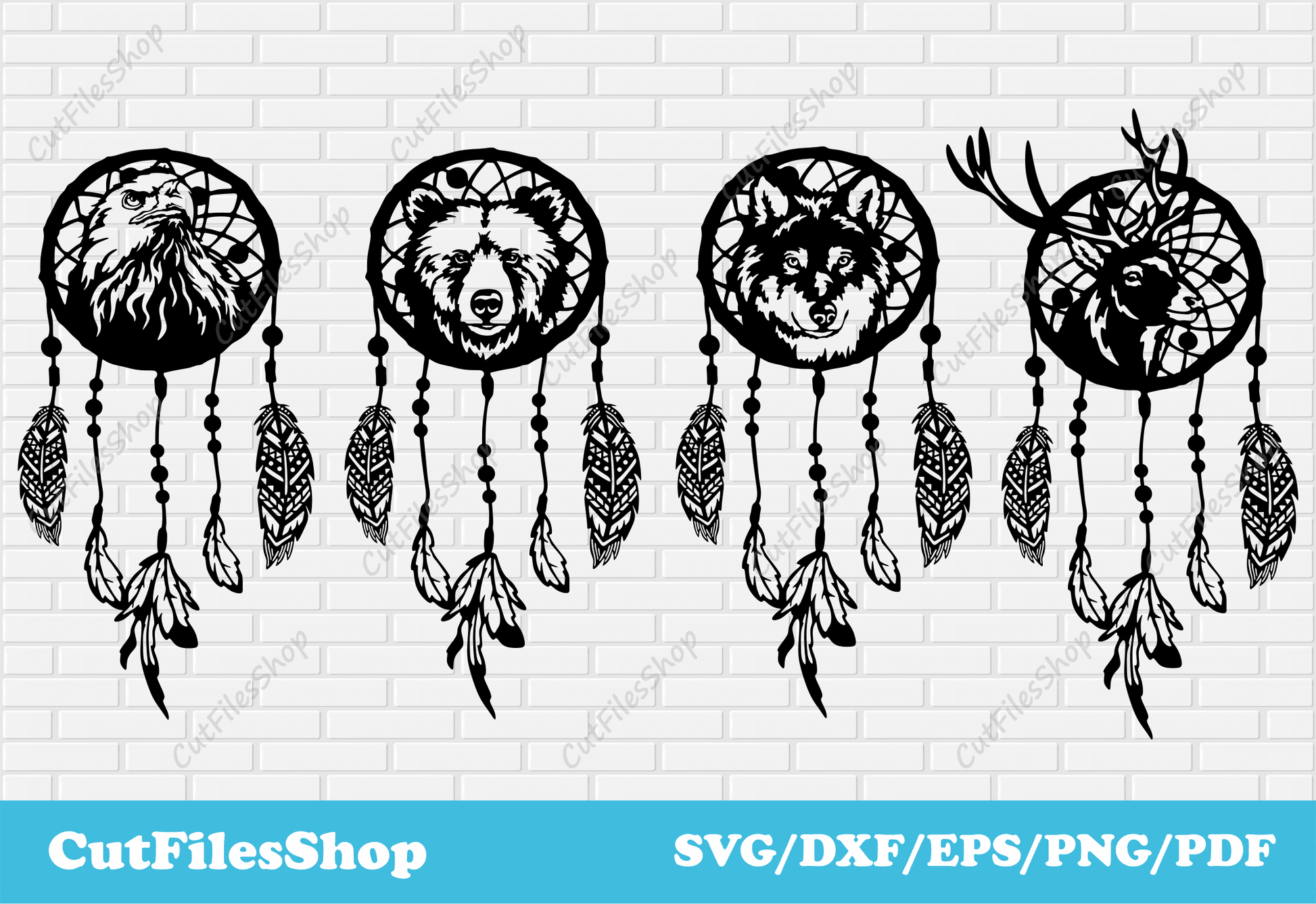 Dream catchers svg cutting files for cricut, animals cnc designs, vector for t-shirt, dxf for engraver, animals art dxf, eagle dxf files, bear art dxf, wolf dream catchers dxf, deer art svg for cricut, feathers svg files, digital design, cnc cutting design
