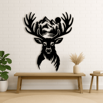 Deer mountain scene SVG for Glowforge engraving